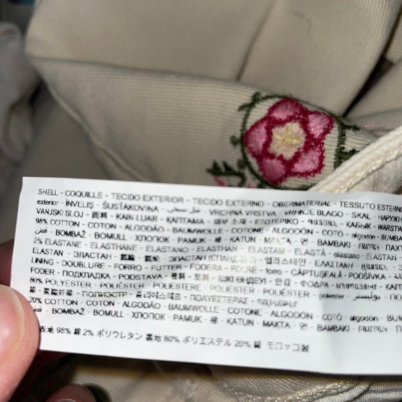 💗Desigual Women’s Denim Cream Pants Embroidered Amore Floral Size EUR 36 - Picture 13 of 13